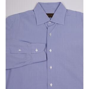 Makers Shirt Kamakura Blue White Check Cotton Dress Shirt Japan 15.5-33